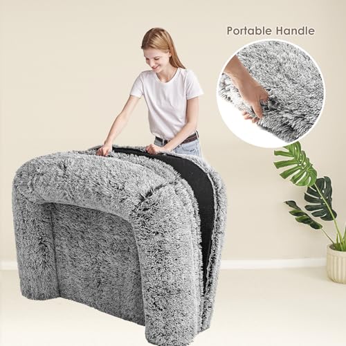 Foldable XXL Dog Bed for Large Sized Dog (54x38x7.5(Folded 38x27) / Faded Black)