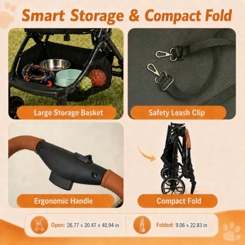 Pet Stroller with Detachable Carrier (Gray)