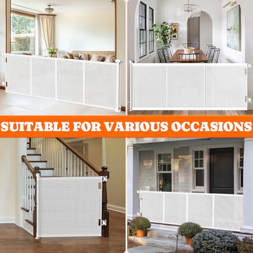 Retractable Baby Gates Extra Wide (White / 41" Tall x 120" Wide)