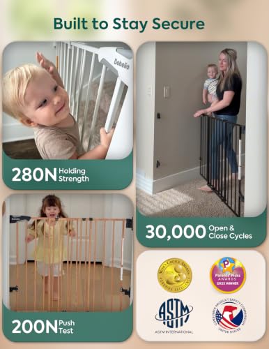 34" Extra Tall No Bottom Bar Baby Gate (Black Wood Pattern - B17 / 34" H, 26-43" W-Standard)