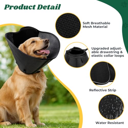 Soft Dog Cone Collar (Black / L(Neck Girth: 15.5''-17.5''))