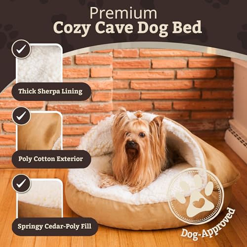 Cozy Cave Dog Bed (45.0"L x 45.0"W x 8.0"Th / Camel)