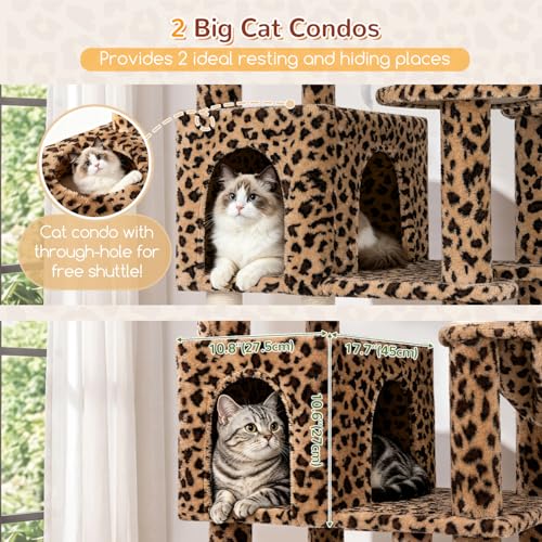 82in Leopard Extra Large Cat Tree for Indoor Large Cats (82inch / Leopard Print)