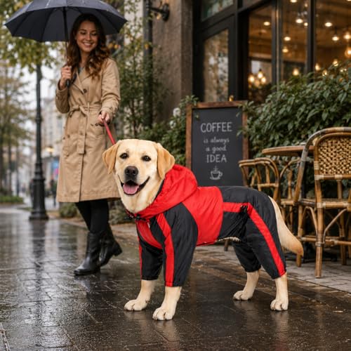 Dog Hooded Raincoat (M (Small Dog ~9lbs) / Red)