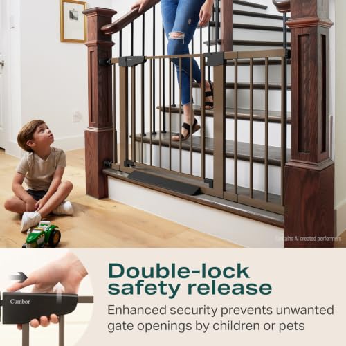 30 46" Baby Gate for Stairs (Brown / 30"-46" W x 30.5" H)