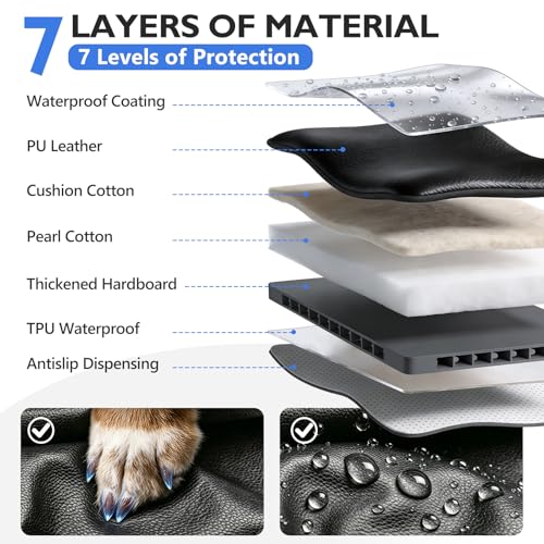 Hard Bottom Dog Car Seat Cover for Back Seat (L - For Cars/ Mid-Size SUV/ Small Truck / Deep Black)