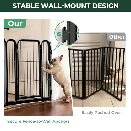 Dog Gate Extra Wide Adjustable for Openings Up to 46" (Black / Up to 46" W【1 Panel + 1 Door】 / 24"H)