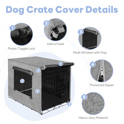 Dog Crate Cover (Grey (with window) / 30 Inch)