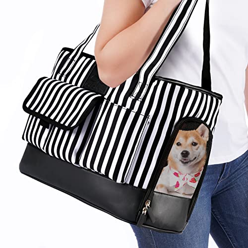 Cat Carrier Dog Carrier (Black White Stripes New)