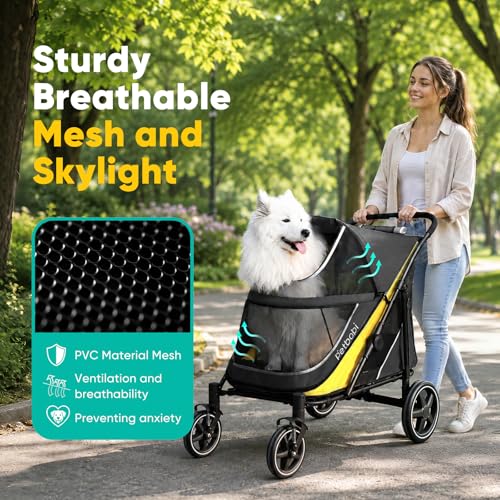 Dog Stroller for Large Medium Dogs up to 80 lbs (Black&Yellow)