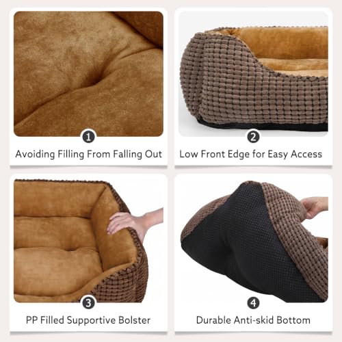 Dog Beds for Medium Dogs Washable (Coffee / M(25’’x 21’’x 8’’))