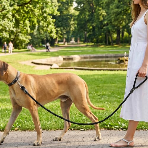 Dog Leash Braided Cotton Rope w (Jet Black / 60 Inch-1/2")