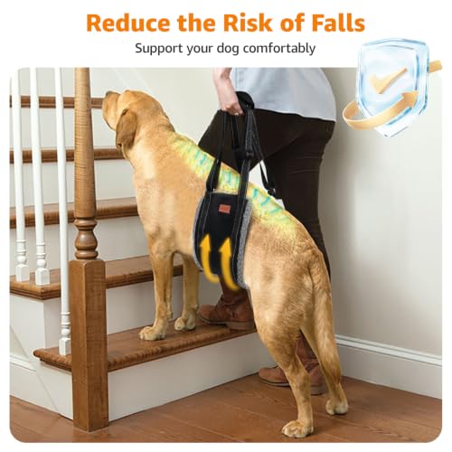 Dog Sling for Large Dogs Hind Leg Support Senior Canine Mobility (Grey&Black / Large)