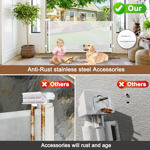 Weatherproof Outdoor Retractable Baby Gates (White / 35" X 55")