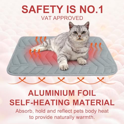Self Warming Cat Mat (Light Grey / 20.0"L x 16.0"W x 0.2"Th)