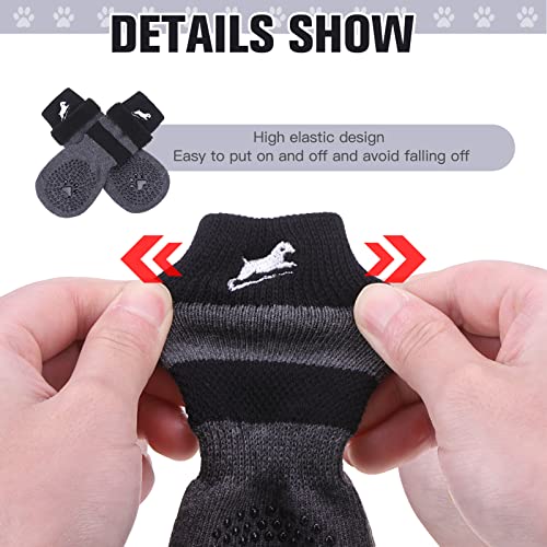 Anti Slip Dog Socks to Prevent Licking Paws for Hot Pavement (Embroidered Black / Medium)