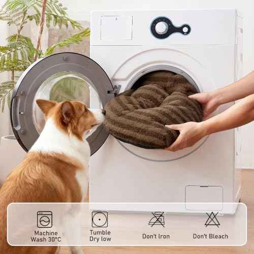 Washable Dog Bed Large Sized Dogs (Dark Brown / 35.0"l x 23.0"w x 3.5"th)
