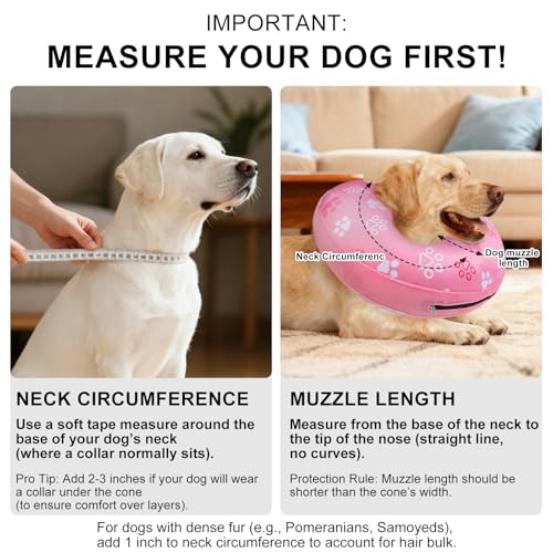 Dog Cone Collar Alternative After Surgery (Pink Paw / M(Neck:13"-16"))