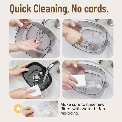 85oz 2.5L Cordless Cat Water Fountain for Cats (Black Silver)