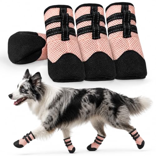 Dog Shoes Boots& Paw Protectors (Pink / XL)
