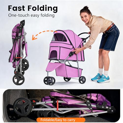 3 Wheel Pet Stroller (Pink)
