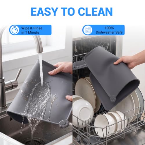 Silicone Pet Feeding Mat (Grey / 22" x 14")