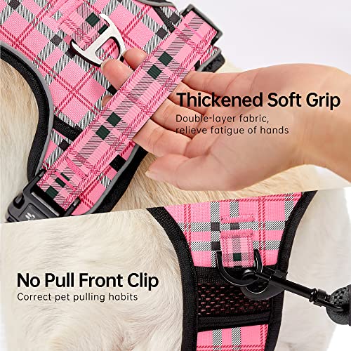 Dog Harness for Medium Sized Dog (Checkered Pink / Medium)