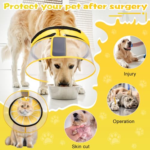 Inflatable Dog Cone Collar with Detachable Enhanced Anti (Lemon / S（neck 4"-7"）)