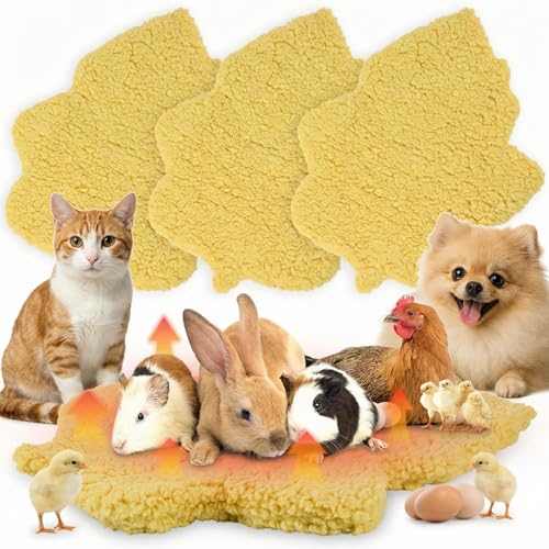 3 Pack Self Warming Pet Bed Leaf Shape Self Heating Cat Dog Mat Washable Thermal Sleeping Pad for Indoor Outdoor Hedgehog (Light Yellow / Small-16"x20")