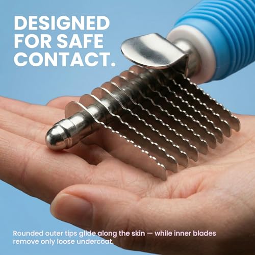 Poodle Dematting Fur Rake Comb Brush for Dogs and Cats (Blue / Dematting Comb)