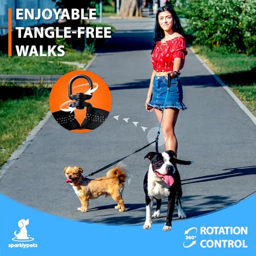 Double Dog Bungee Rope Leash for 2 Small Dogs (Black)