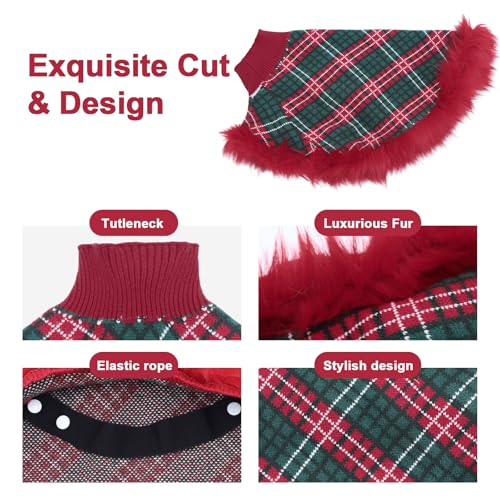 Dog Sweater Cloak (X-Small(Back Length 8.5") / Red Plaid)