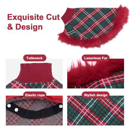 Dog Sweater Cloak (X-Large(Back Length 16") / Red Plaid)