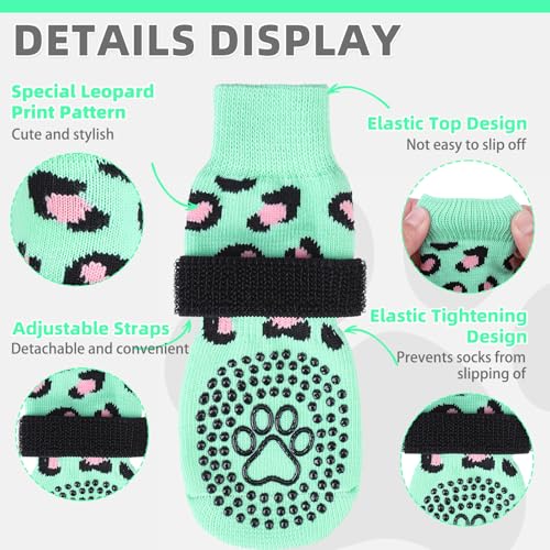 Dog Socks for Hot (Leopard Green / Medium (4 Pack))