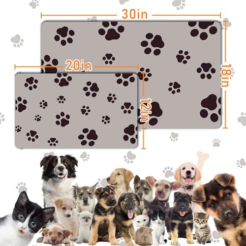 Dog Food Mat for Food and Water (Brown-JY / 12"×20")