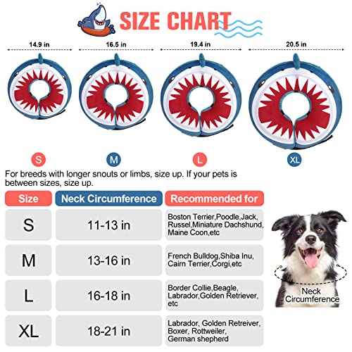 Dog Cone Collar Alternative After Surgery (Shark Donut / M(Neck:13"-16"))