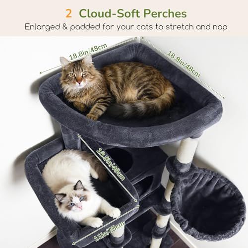 80in Tall Extra Large Heavy Duty Corner Cat Tree Tower (Dark Grey)