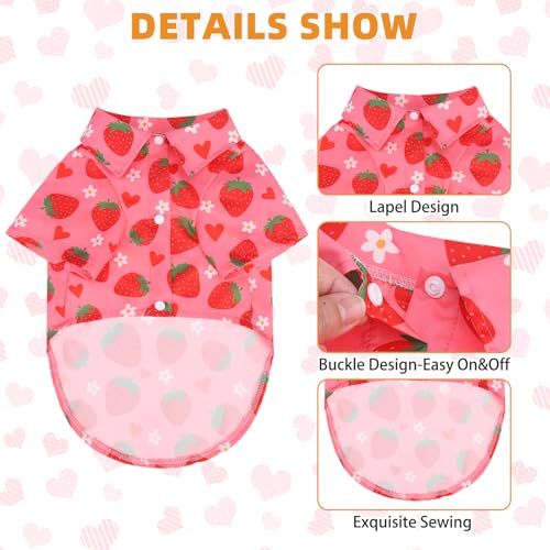 Spring Dog Shirt with Leash D (Medium / Pink Strawberry)
