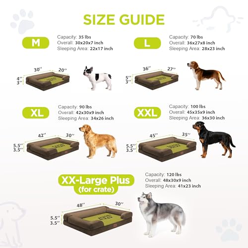 Waterproof Orthopedic Dog Bed for Medium Large Sized Dogs (30 x 20 x 3 in / Dark Brown)
