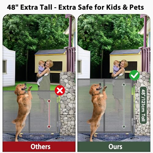 200" Extra Long Baby Gate Retractable Dog Gate for Outdoor (Gray / (48" Tall x 200" Wide))