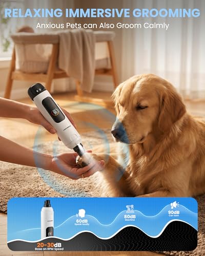 Dog Nail Grinder with New LCD Display (White)