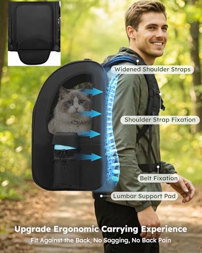 Cat Backpack Expandable (Black / 15.4"L x 11.0"W x 19.0"H)