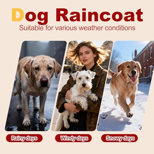 Dog Raincoat Waterproof Dog Rain Jacket Detachable Hood (Red / Medium (8-10Ibs))