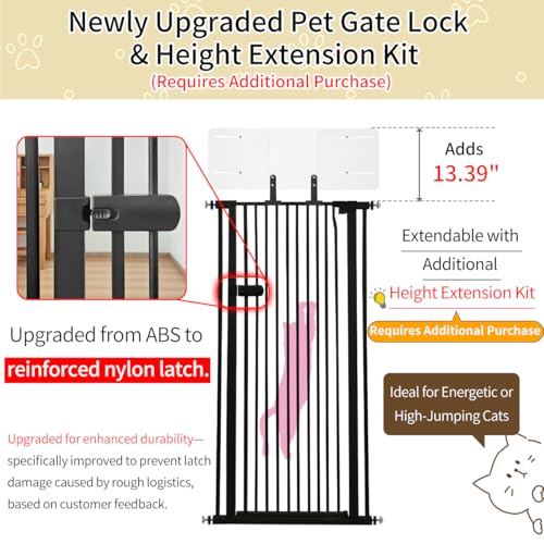 Extra Tall Cat Gate 55.12" High 29.92" (55.12" H-black / 29.92"-34.24" W)