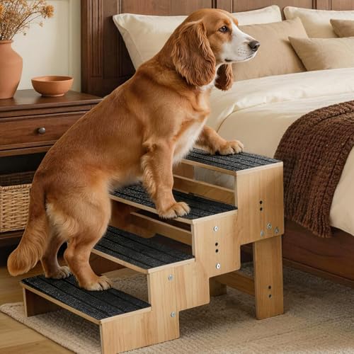 4 Step Wooden Dog Steps for Bed