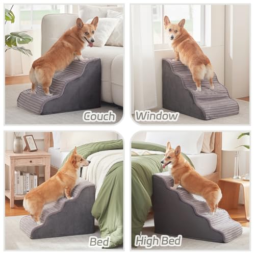 Dog Stairs for Small Dogs & Cats 22.5" H (Grey / Standard 5 Step-22.5"H)
