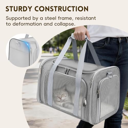 Cat Carrier Soft (Gray / 17.0"L x 11.0"W x 11.0"H)
