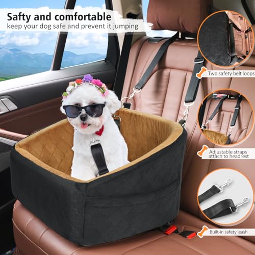 Dog Car Seat for Small Medium Dogs (Black/brown)