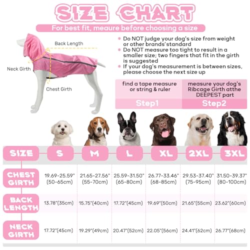 Pink Dog Raincoat with Reflective Strip Hoodie (XXXL / Pink)