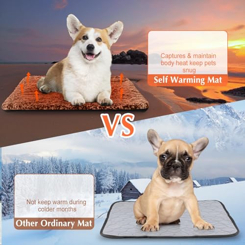 4 Pack Self Warming Cat Mat for Pets (16 x 20 Inch / Brown)